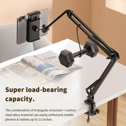 Tablet Holder for Bed with 90Cm Metal Arm 360° Rotating Bed Tablet Mount Stand for Ipad Stand 4.5~11 Inch Phone Tablet Bracket