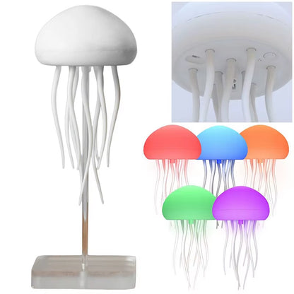 RGB Gradient Jellyfish Bedside Lamp Rechargeable Desk Lamp with Dancing Legs and Touch Sensor Voice Control