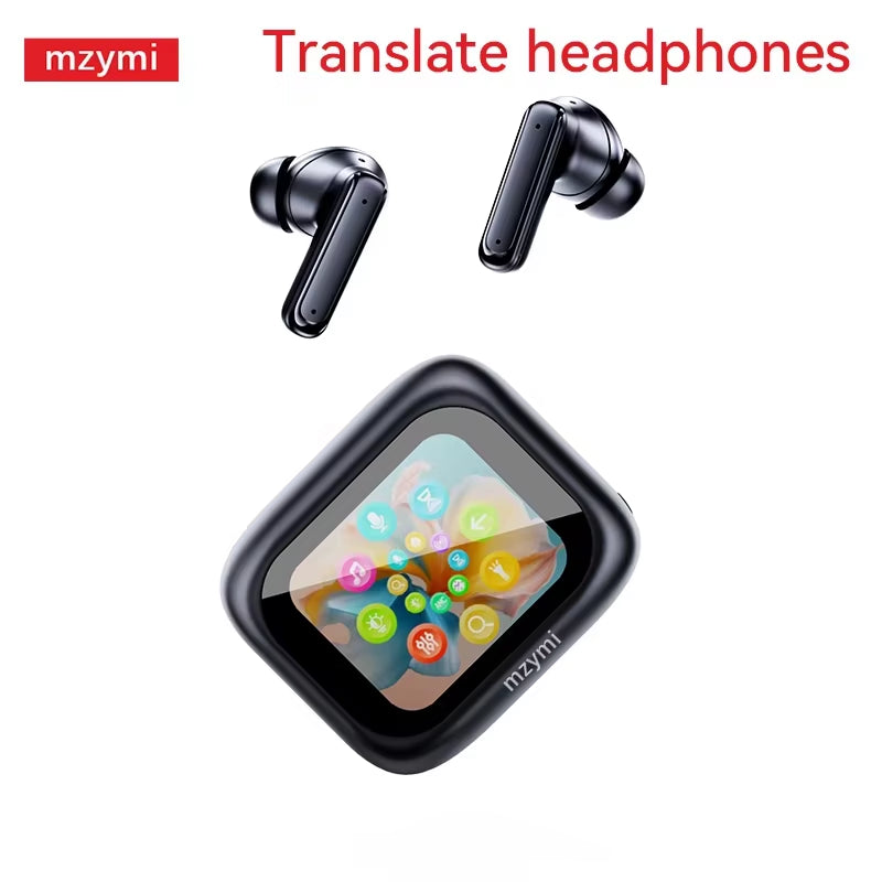 Mzyni E18 Pro ANC Wireless Earbuds with Translate Bluetooth5.4 Full in Touch Screen Earphones ENC Noise Reduction Sport Headset