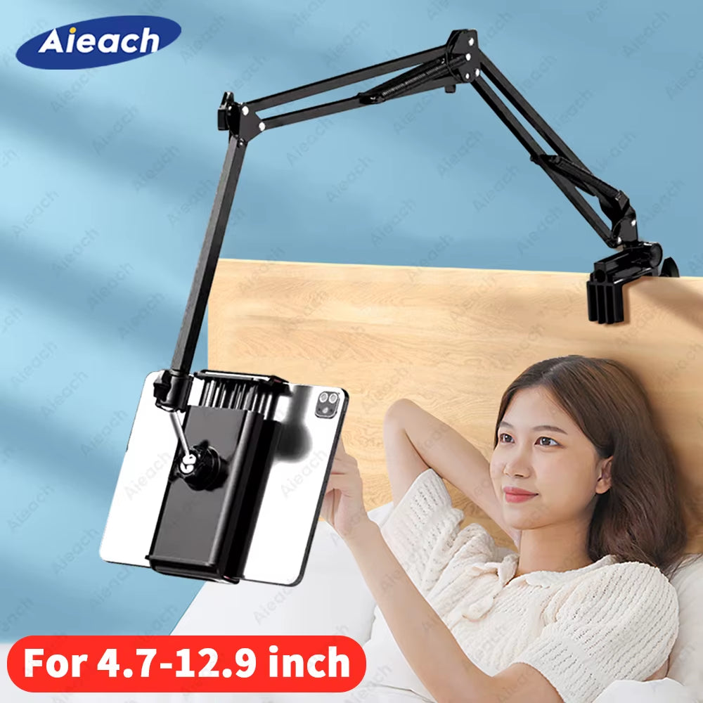 Tablet Bracket for Bed Ipad Stand 360° Rotating Bed Tablet Mount Stand with 90Cm Metal Arm for 4.7~12.9 Inch Phone Tablet Holder