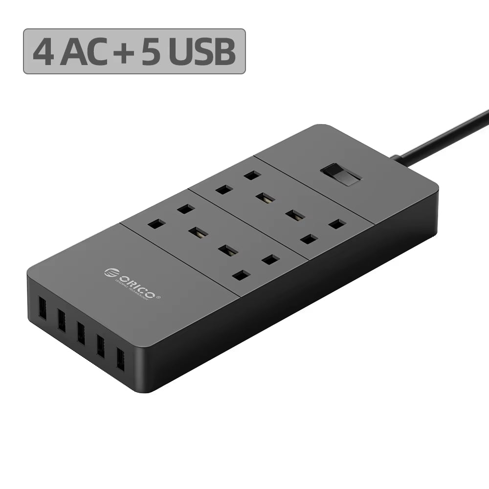 UK Plug AC Outlet with USB Electrical Socket Extension Power Strip for Home Office 8AC 6AC Outlets 5 USB Port Power Strips