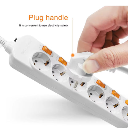 Electrical Power Strip 10/16A Overload Protection 1.5/2.5M German Adapter Extension Desktop 2/3/4/5/6 AC EU Output Socket