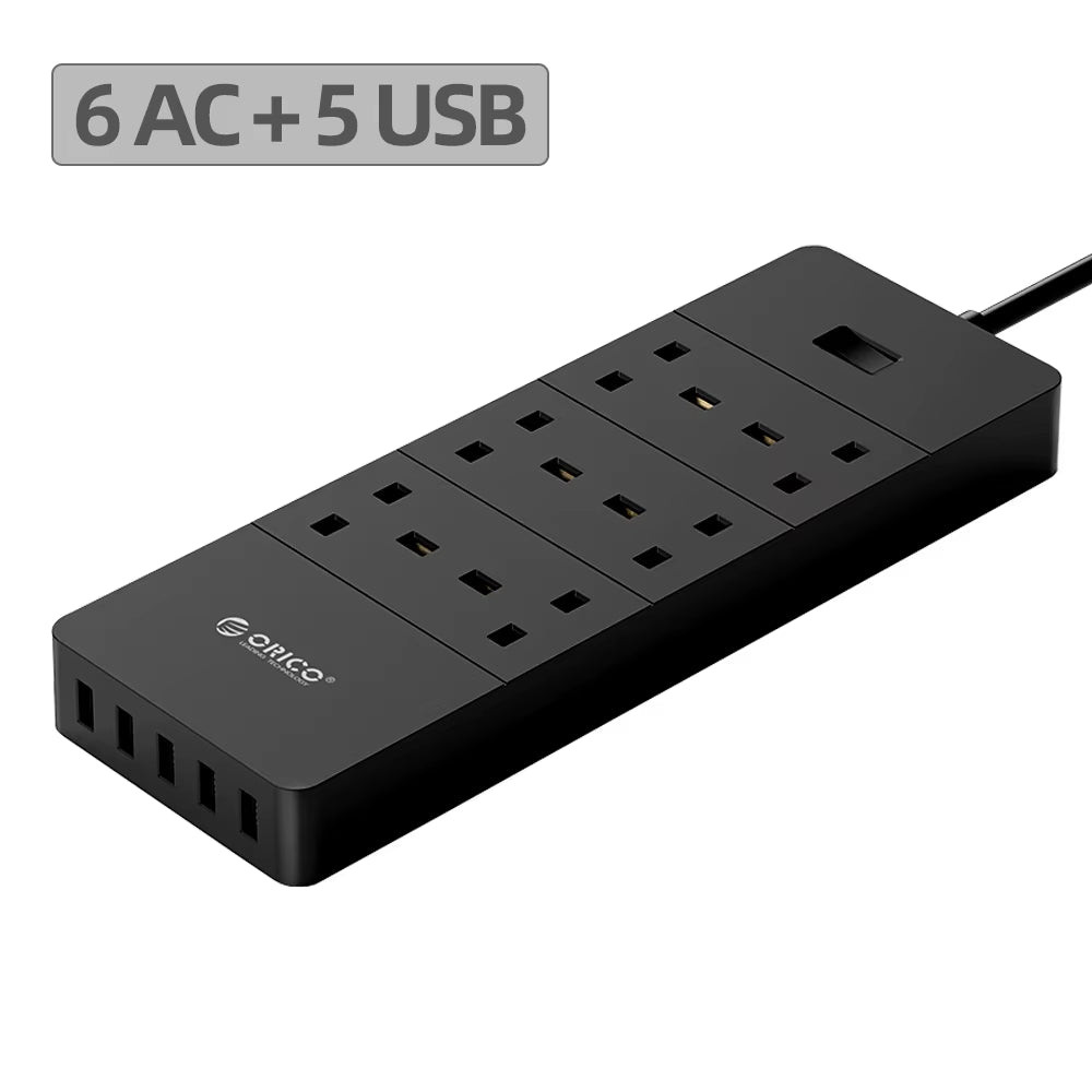 UK Plug AC Outlet with USB Electrical Socket Extension Power Strip for Home Office 8AC 6AC Outlets 5 USB Port Power Strips