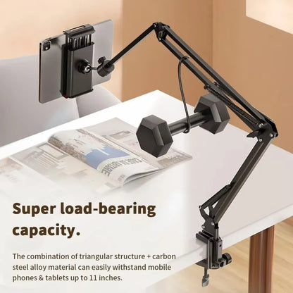 Tablet Holder for Bed with 90Cm Metal Arm 360° Rotating Bed Tablet Mount Stand for Ipad Stand 4.5~11 Inch Phone Tablet Bracket