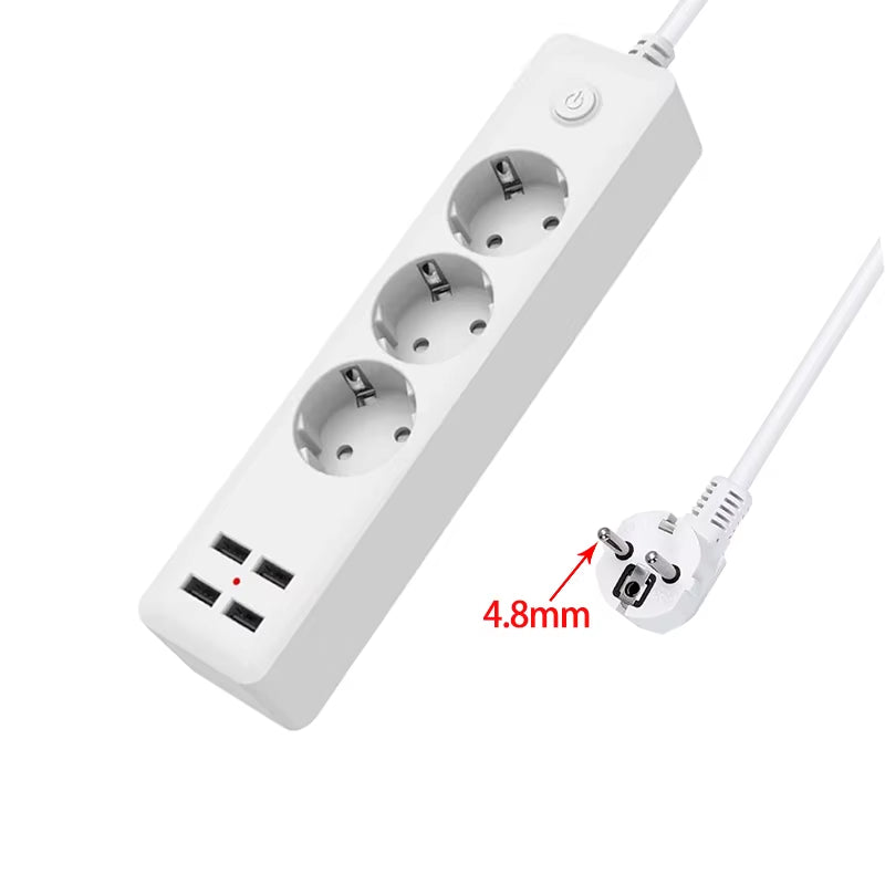 Travel Power Strip Extension Socket Outlet Portable Universal Plug Surge Protector with 4 USB for Travel