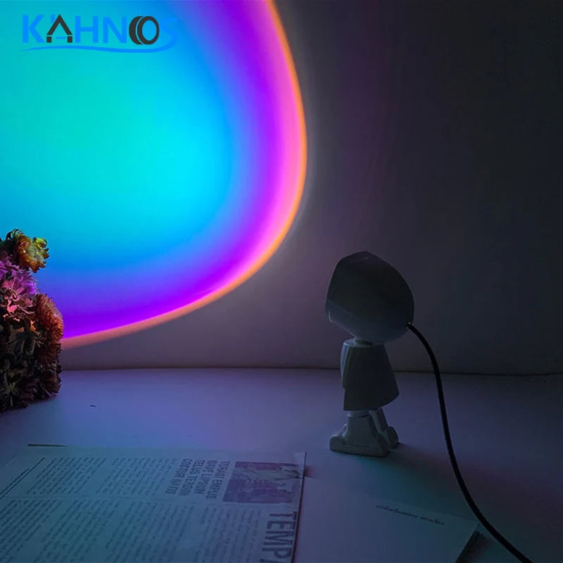 USB Astronaut Robot Rainbow Projection Sun Lamp