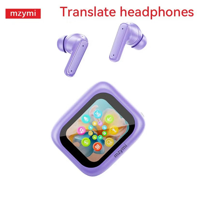 Mzyni E18 Pro ANC Wireless Earbuds with Translate Bluetooth5.4 Full in Touch Screen Earphones ENC Noise Reduction Sport Headset