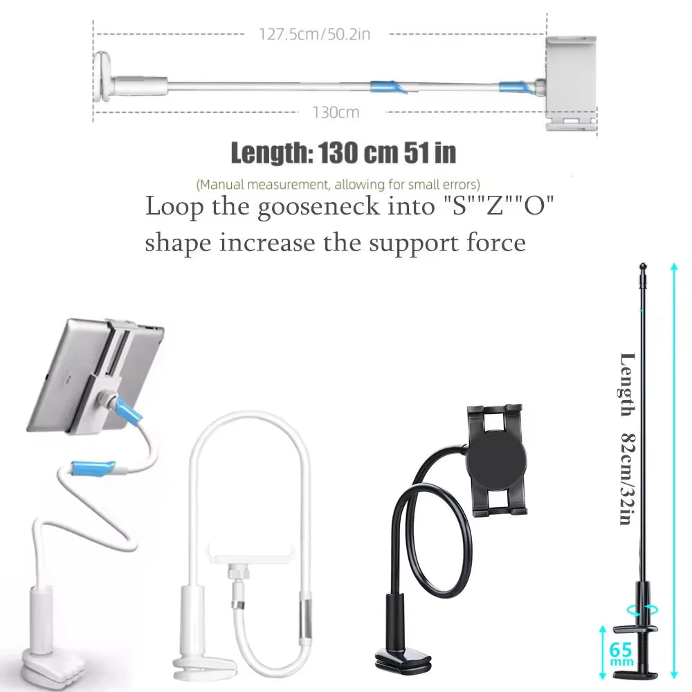 Flexible Long Arm Tablet Stand Holder for Bed Desk 5-11’’ Phone Tablet Support for Xiaomi Huawei Samsung Teclast Ipad Tab Stand