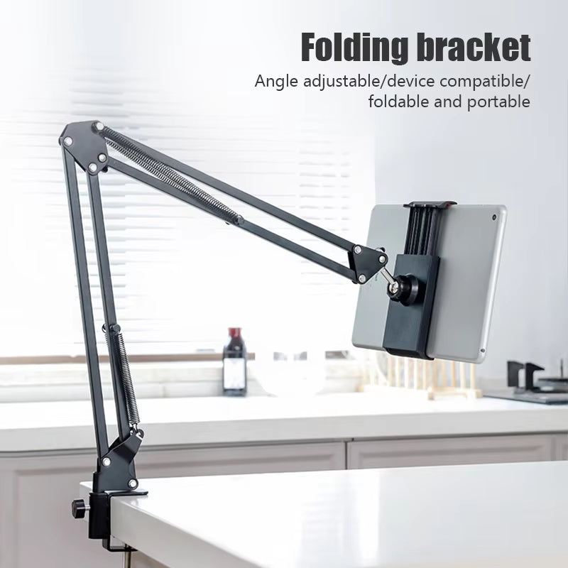 360° Rotating Long Arm Phone Tablet Holder Overhead Stand Desktop Bed Lazy Cantilever Bracket for Huawei Xiaomi Iphone Ipad