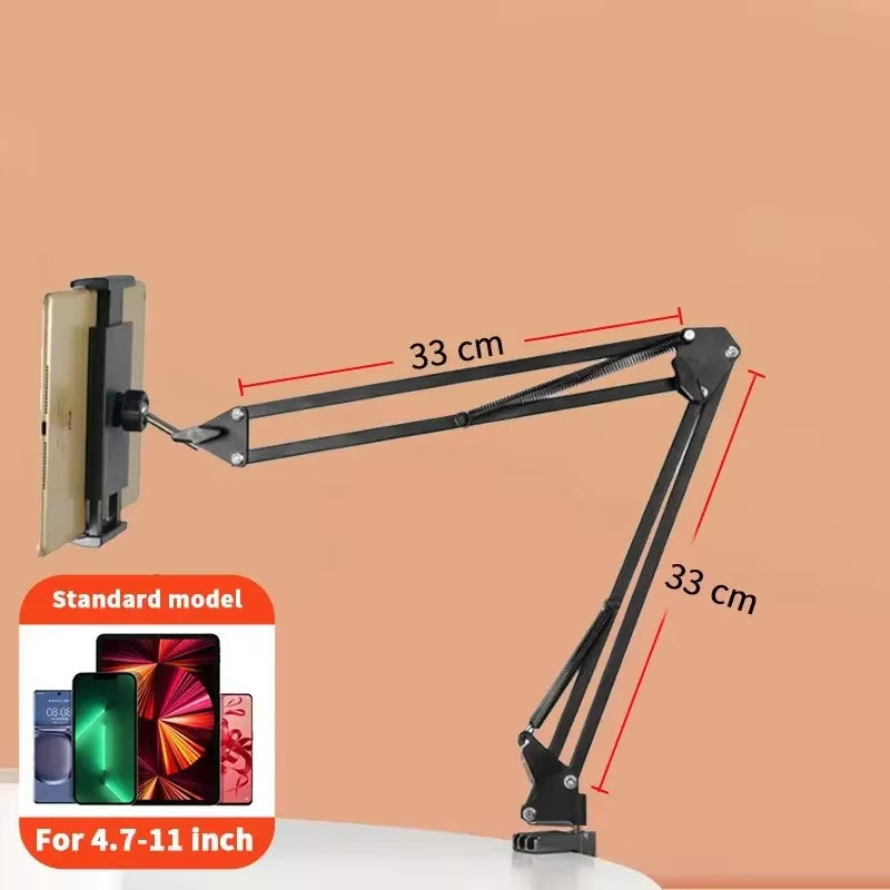 Tablet Holder for Bed with 90Cm Metal Arm 360° Rotating Bed Tablet Mount Stand for Ipad Stand 4.5~11 Inch Phone Tablet Bracket