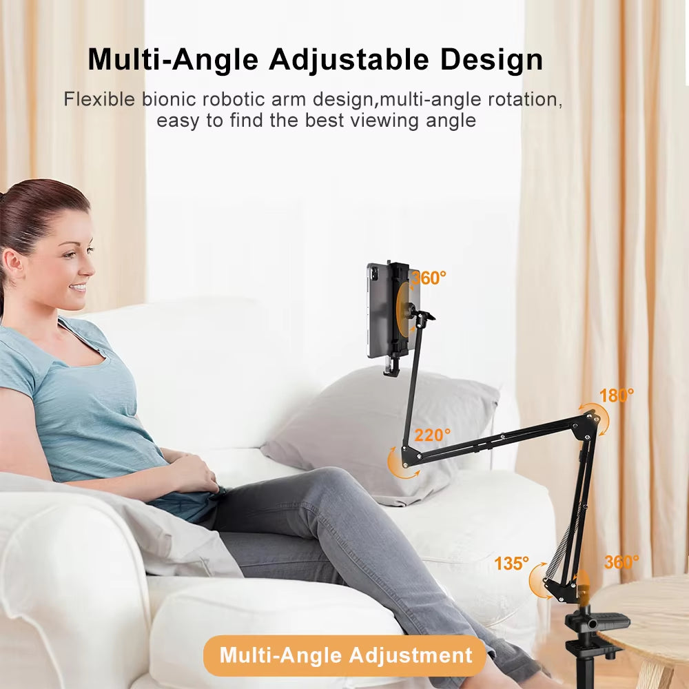 Tablet Stand Holder for Bed Rotatable Phone Stand for 4-12.9" Ipad Pro Samsung Tab Xiaomi Pad Tablet Adjustable Holder Long Arm