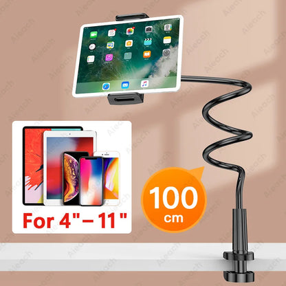 Gooseneck Tablet Mount Holder for Bed Desk Phone Holder Flexible Long Arm Clamp Tablet Stand for Ipad Samsung Xiaomi 4.7-11 Inch