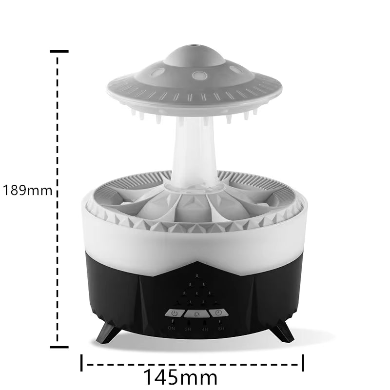 Rain Cloud Humidifier Mushroom Diffuser Raindrop Sound Night Light Cute Lamp Soothing Meditation Relaxing Creative Gift