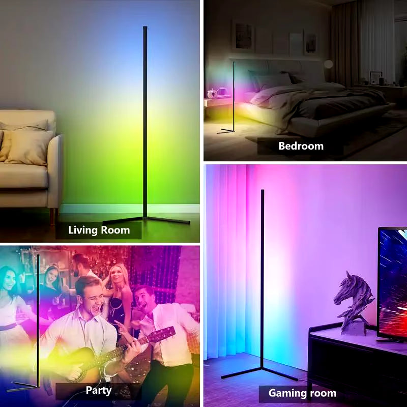 155CM RGB Dream Color Floor Lamp with Music Sync Modern 16 Million Color Changing Standing Mood Light for Bedroom Living Room