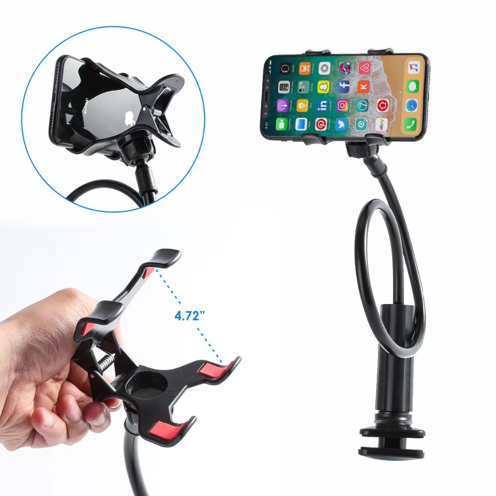 Lazy Phone Holder Flexible Gooseneck Mount Clamp Stand for Iphone Anroid Cellphone Bed Desk Phone Holder 360° Mobile Phone Clip