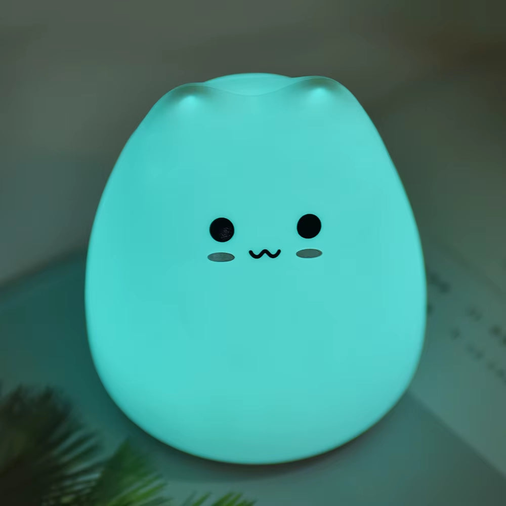 LED Colorful Night Light Animal Cat Silicone Soft Cartoon Baby Nursery Lamp for Children Gift