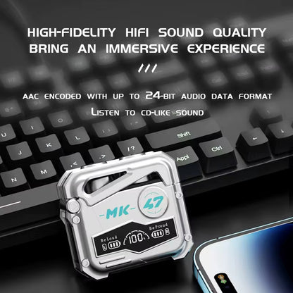 MK47 Wireless Bluetooth Earphone TWS Gaming Headphone Waterproof Noise Cancelling Sport Earbuds with Microphone