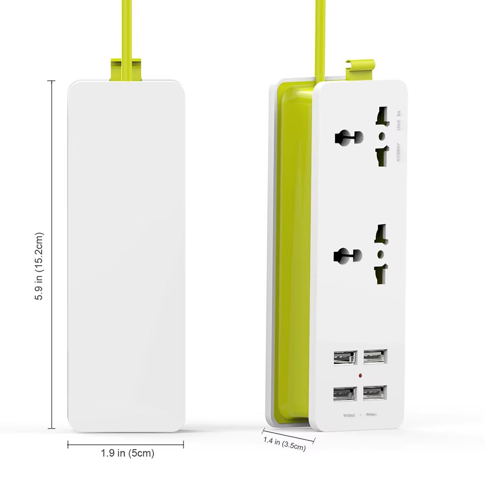 Travel Power Strip Extension Socket Outlet Portable Universal Plug Surge Protector with 4 USB for Travel