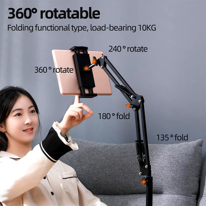 Adjustable Bed Tablet Stand Rotatable Phone Stand Long Arm Metal 360° Adjustable Holder for Ipad Pro Tablet Compatible Mini