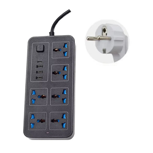 Power Multi Tap Universal Plug EU US UK Outlet Power Strip with 2M Extension Cord AC Type C USB Port Charge Electrical Socket