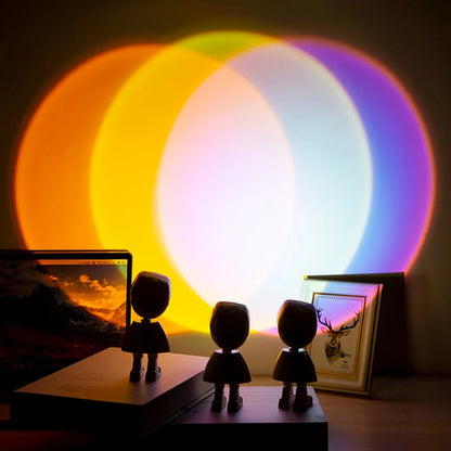 USB Astronaut Robot Rainbow Projection Sun Lamp