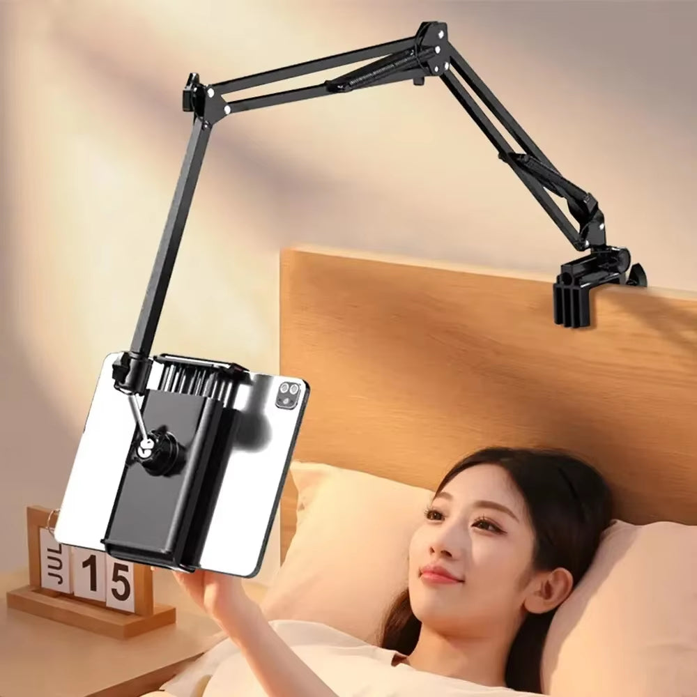 Tablet Holder for Bed with 90Cm Metal Arm 360° Rotating Bed Tablet Mount Stand for Ipad Stand 4.5~11 Inch Phone Tablet Bracket