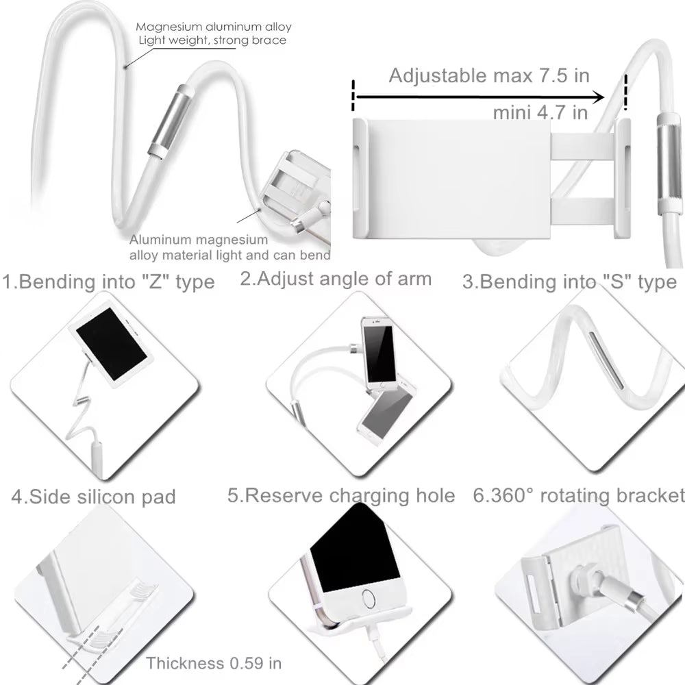 Flexible Long Arm Tablet Stand Holder for Bed Desk 5-11’’ Phone Tablet Support for Xiaomi Huawei Samsung Teclast Ipad Tab Stand