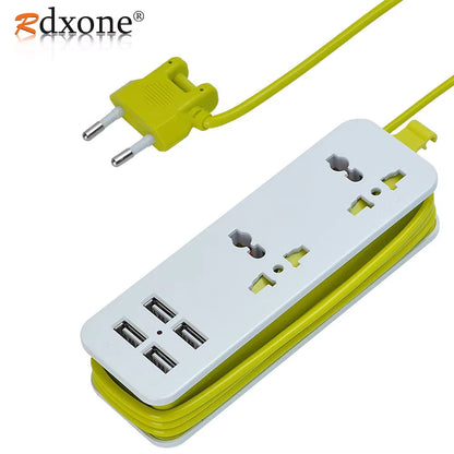 Travel Power Strip Extension Socket Outlet Portable Universal Plug Surge Protector with 4 USB for Travel