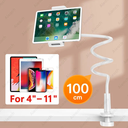 Gooseneck Tablet Mount Holder for Bed Desk Phone Holder Flexible Long Arm Clamp Tablet Stand for Ipad Samsung Xiaomi 4.7-11 Inch