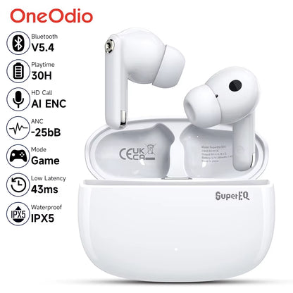 Supereq S10 Bluetooth Earphones Active Noise Cancelling Wireless Earbuds with Microphone TWS Bluetooth 5.4 Headset AAC