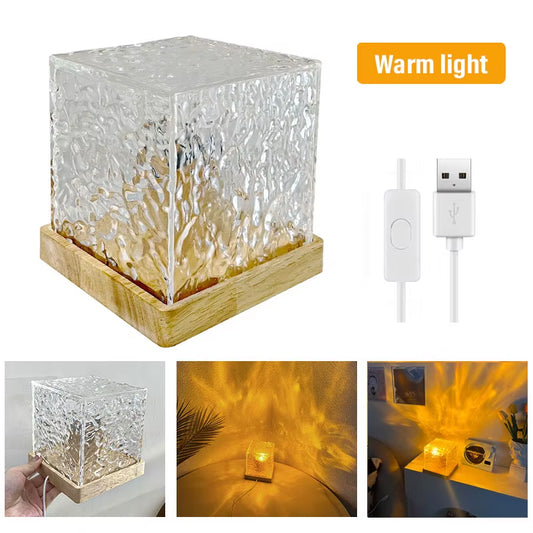 Water Flowing Table Lamp Northern Aurora Nightlight Kids Bedroom Relaxing Mood Lighting Wave Projector Lamps Y2K Wall Decoration