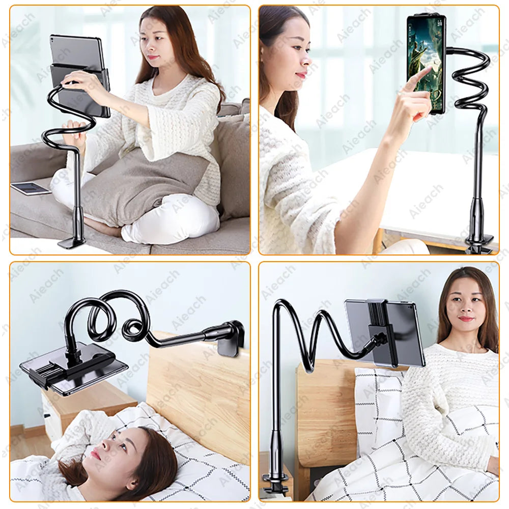 Gooseneck Tablet Mount Holder for Bed Desk Phone Holder Flexible Long Arm Clamp Tablet Stand for Ipad Samsung Xiaomi 4.7-11 Inch