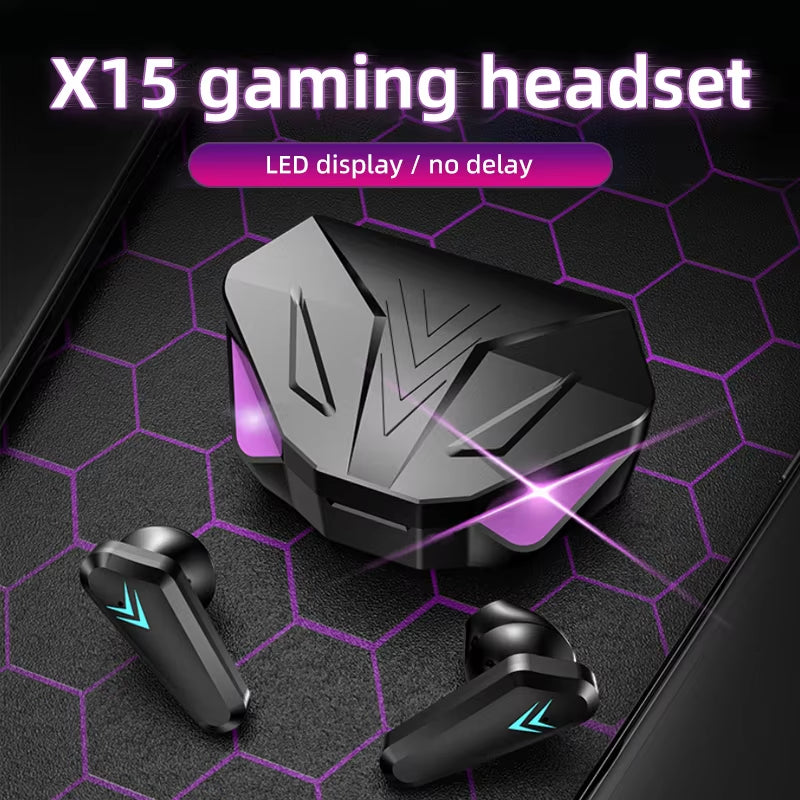 X15 TWS Wireless Bluetooth Headset LED Display Gamer Earbuds with Mic Wireless Headphones Noise Cancelling Bluetooth Earphones